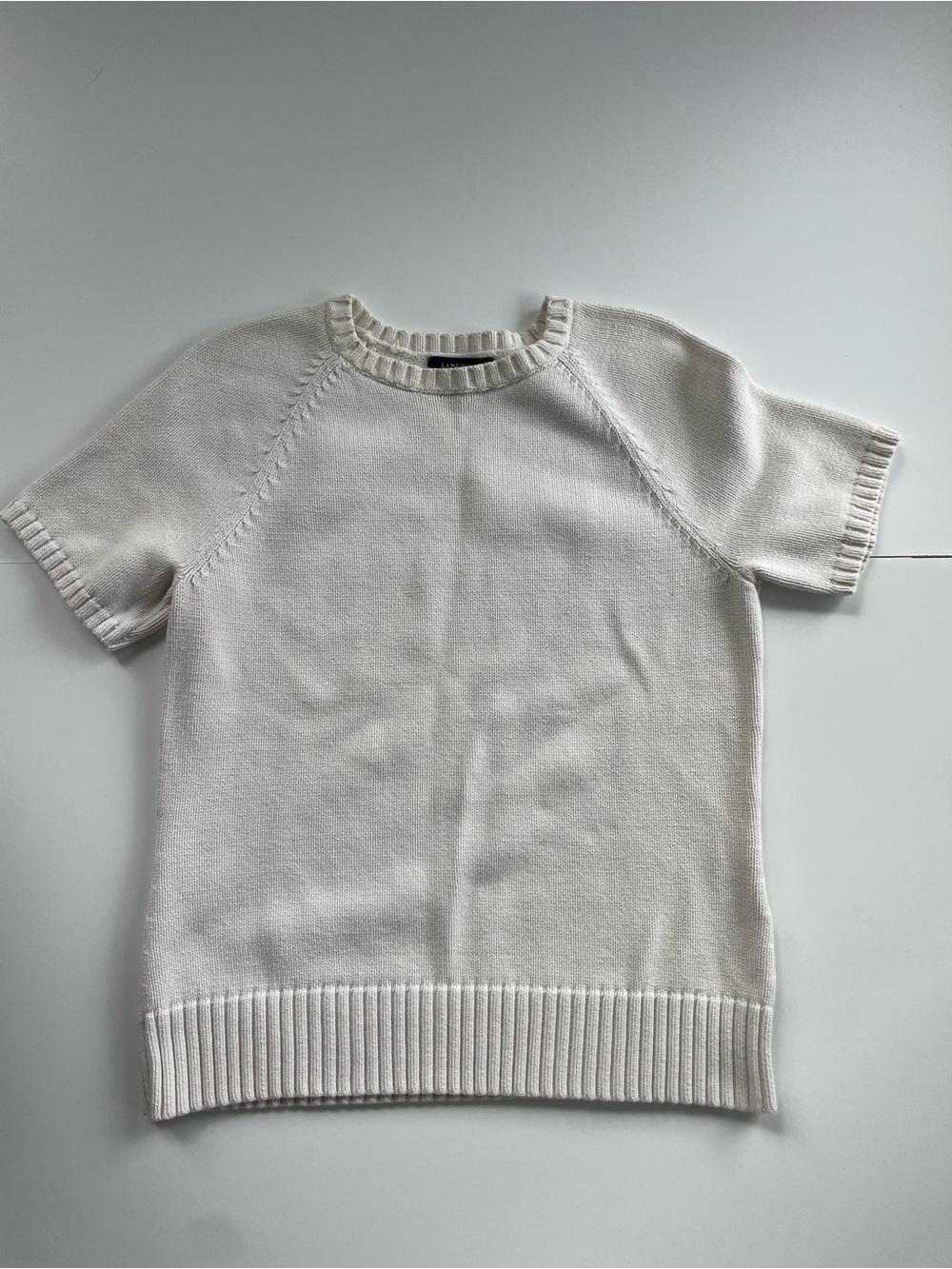 100% Cotton Short Sleeve Knit Top in Cream